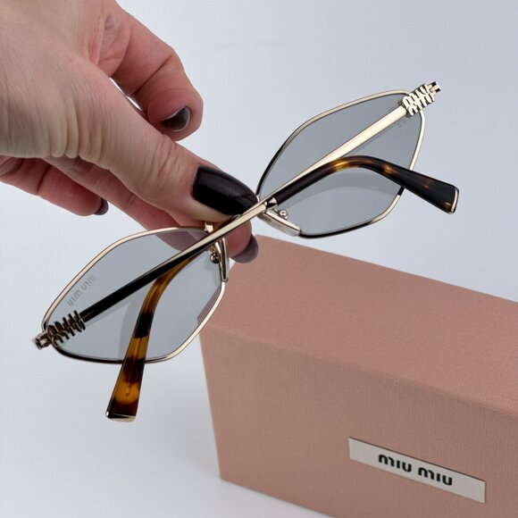 Miu Miu MU56ZS ZVN50K REGARD BRAND NEW Sunglasses Gold Grey Geometric Unisex main image 10